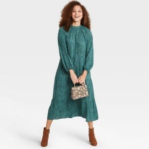 A New Day Target Boho Tiered Teal Maxi Dress Large